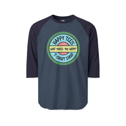 Happy Tees® T-Shirt (Long Sleeve Raglan with circular front logo)