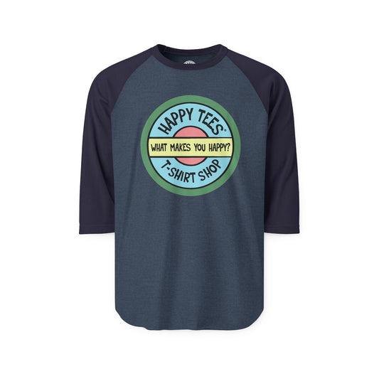 Happy Tees® T-Shirt (Long Sleeve Raglan with circular front logo)