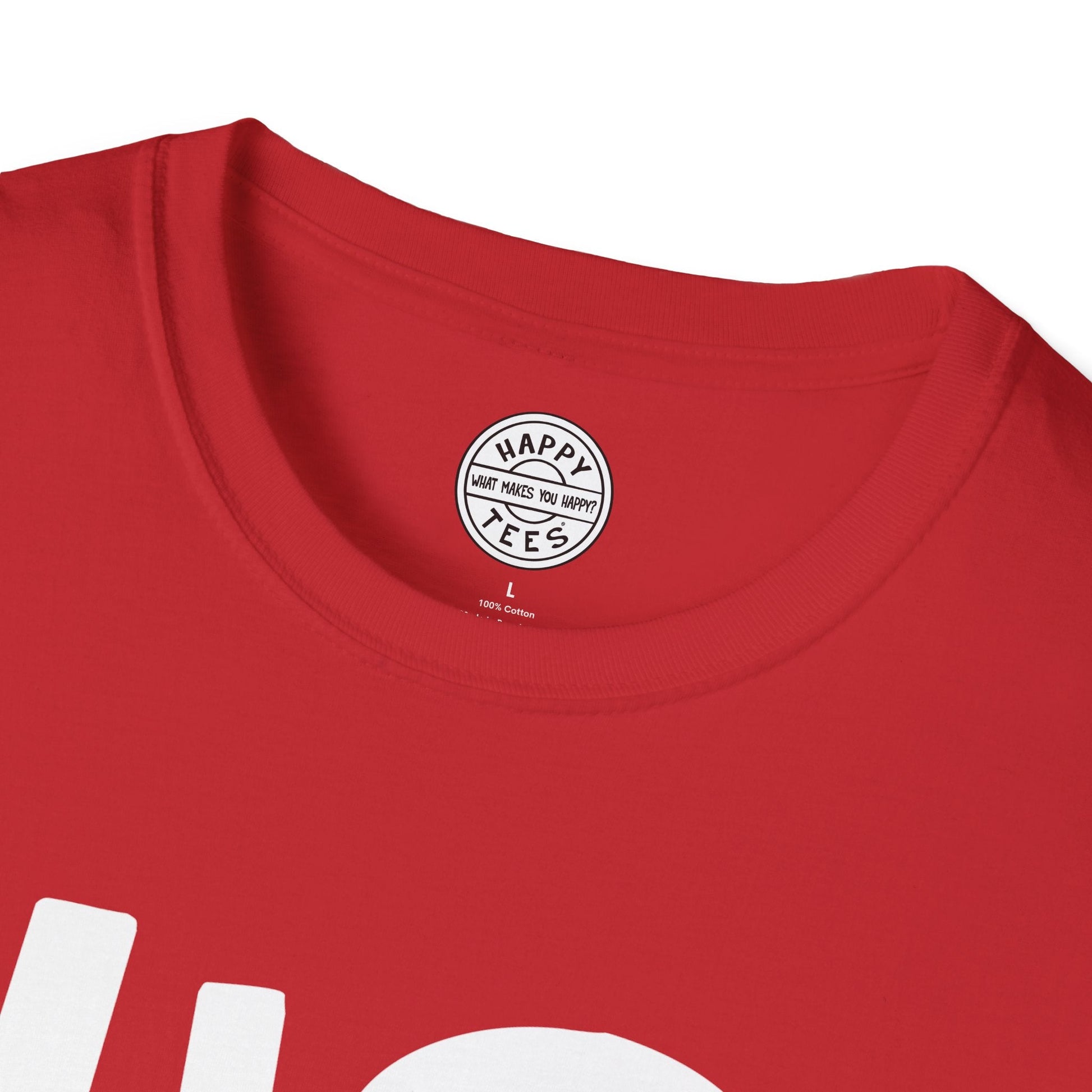 HIS Happy Tee (Red tee with white graphic) Printify
