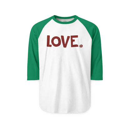 LOVE Happy Tee (Long Sleeve Raglan with red graphic)