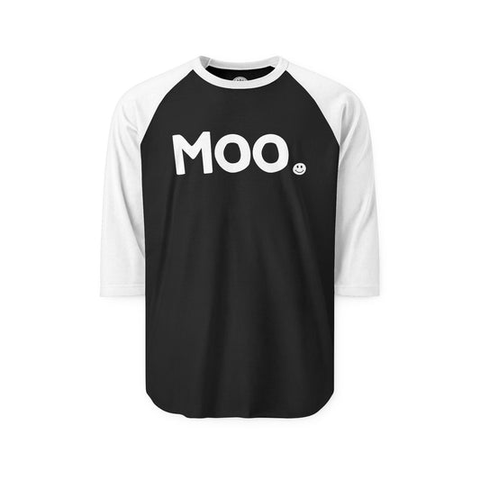 MOO Happy Tee (Long Sleeve Raglan)  Long-sleeve 2XL / Black/White HAPPY TEES® BRAND