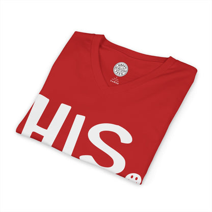 HIS Happy Tee (V-Neck Red Tee with white graphic)