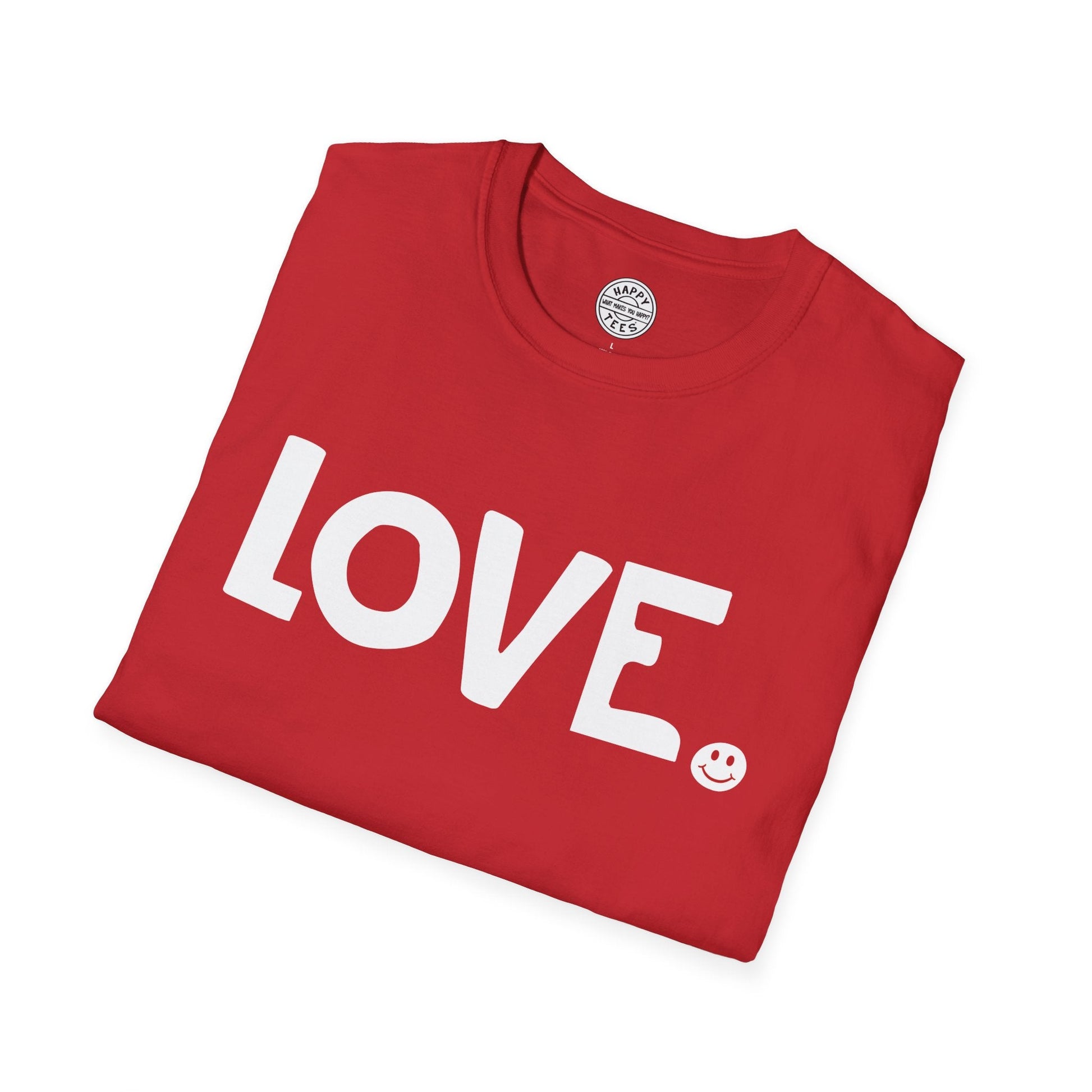 LOVE Happy Tee (Red tee with white graphic) Printify