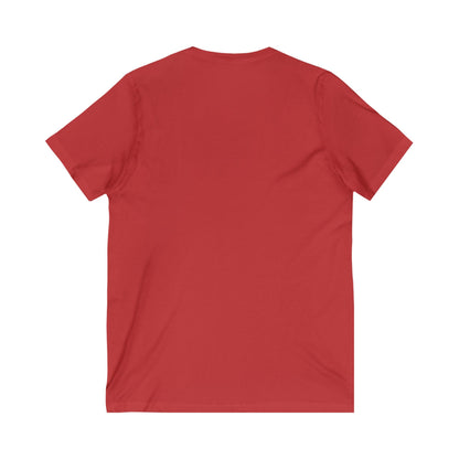 HERS Happy Tee (V-Neck Red Tee with white graphic) Printify