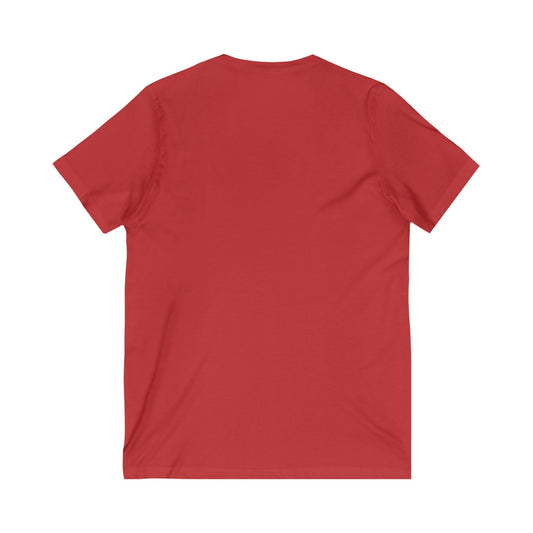 HERS Happy Tee (V-Neck Red Tee with white graphic) Printify
