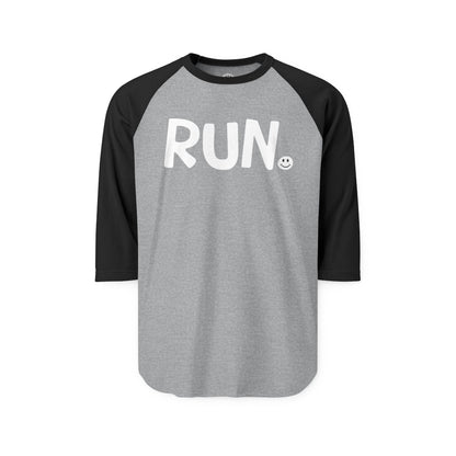 RUN Happy Tee (Long Sleeve Raglan)  Long-sleeve 2XL / Heather Grey/Black HAPPY TEES® BRAND