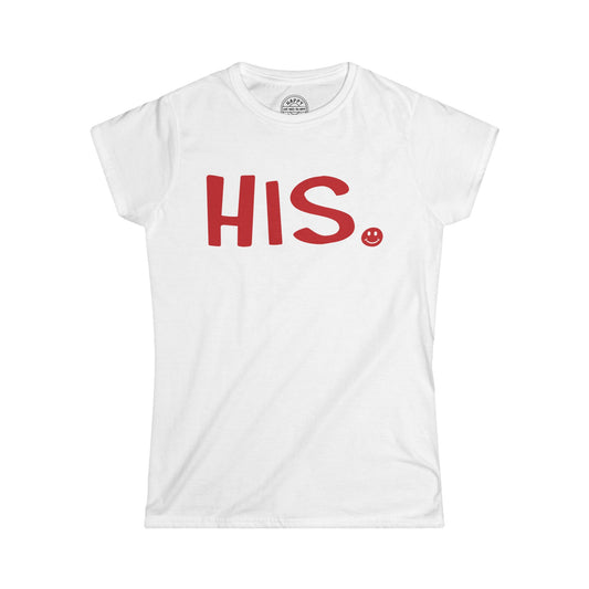 HIS Happy Tee (Women's White Tee with red graphic)  T-Shirt  HAPPY TEES® BRAND