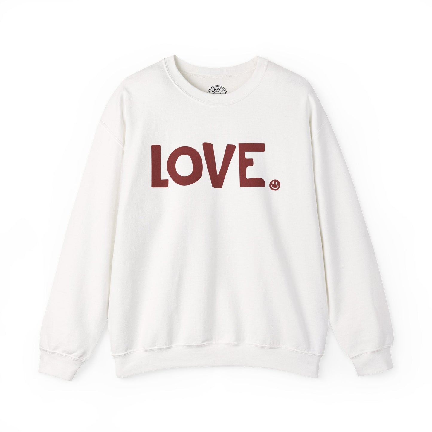 LOVE Happy Tee (White Sweatshirt with red graphic)  Sweatshirt White / M HAPPY TEES® BRAND