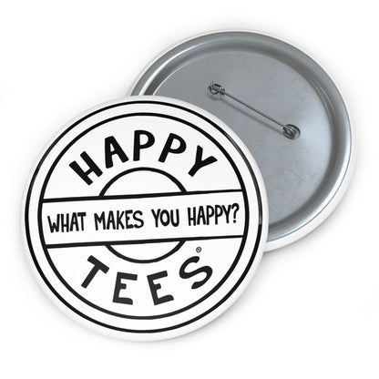 Happy Tees® Pin Buttons (black and white)  Accessories 3" HAPPY TEES® BRAND