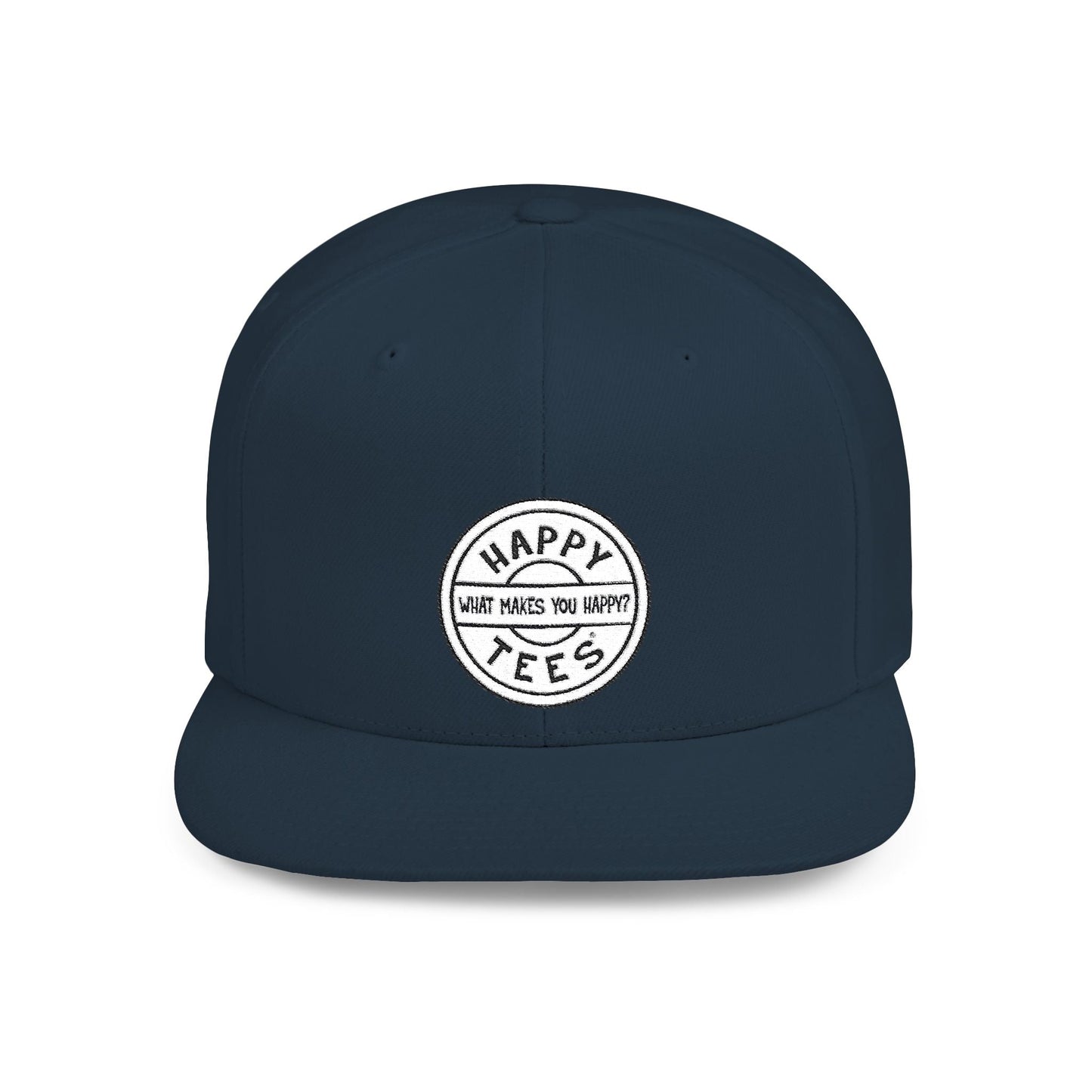 Happy Tees® Flat Bill Cap (Embroidery)  Hats One size / Navy HAPPY TEES® BRAND