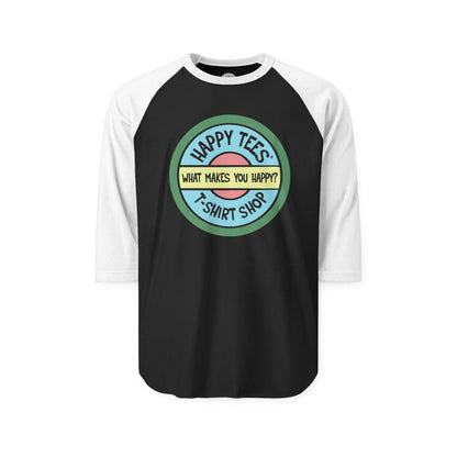 Happy Tees® T-Shirt (Long Sleeve Raglan with circular front logo)