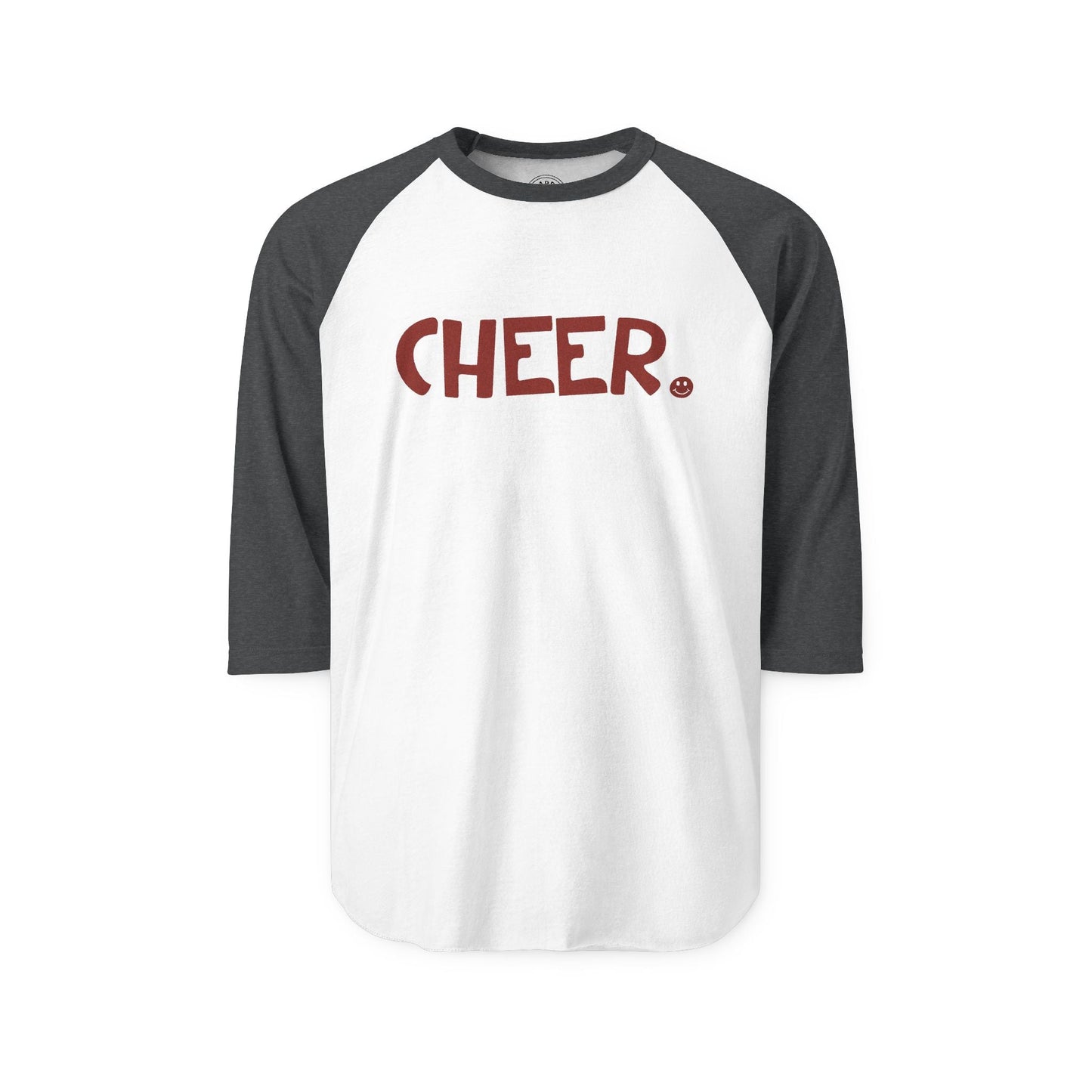 CHEER Happy Tee (Long Sleeve Raglan)  Long-sleeve 2XL / White/Heather Charcoal HAPPY TEES® BRAND