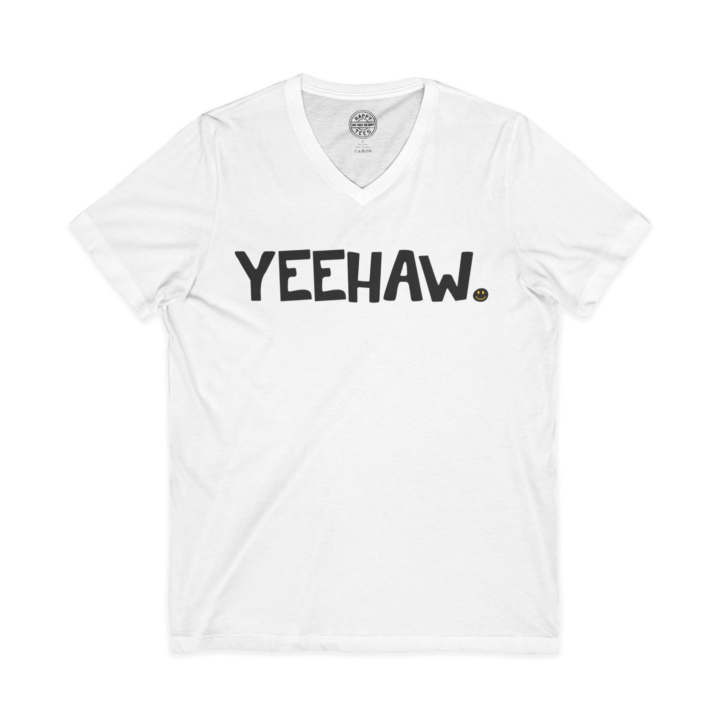YEEHAW Happy Tee (V-Neck)  V-neck White / 2XL HAPPY TEES® BRAND