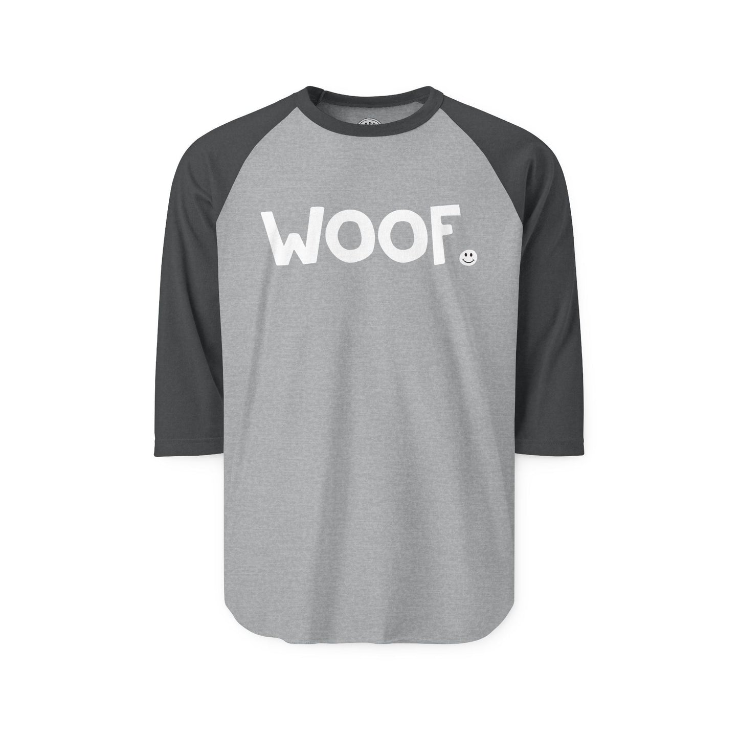 WOOF Happy Tee (Long Sleeve Raglan)  Long-sleeve 2XL / Heather Grey/Heather Charcoal HAPPY TEES® BRAND