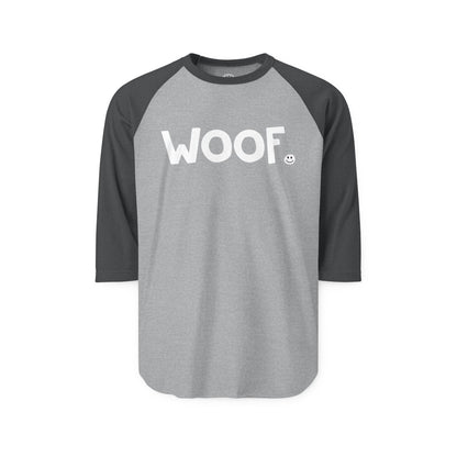 WOOF Happy Tee (Long Sleeve Raglan)  Long-sleeve 2XL / Heather Grey/Heather Charcoal HAPPY TEES® BRAND