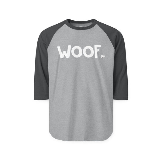 WOOF Happy Tee (Long Sleeve Raglan)  Long-sleeve 2XL / Heather Grey/Heather Charcoal HAPPY TEES® BRAND