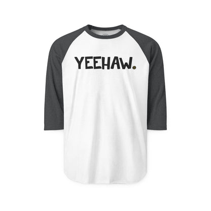 YEEHAW Happy Tee (Long Sleeve Raglan)  Long-sleeve 2XL / White/Heather Charcoal HAPPY TEES® BRAND