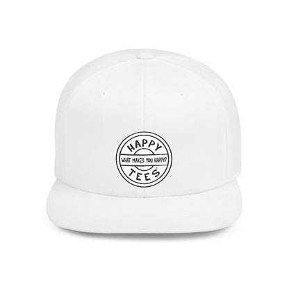 Happy Tees® Flat Bill Cap (Embroidery)  Hats One size / White HAPPY TEES® BRAND