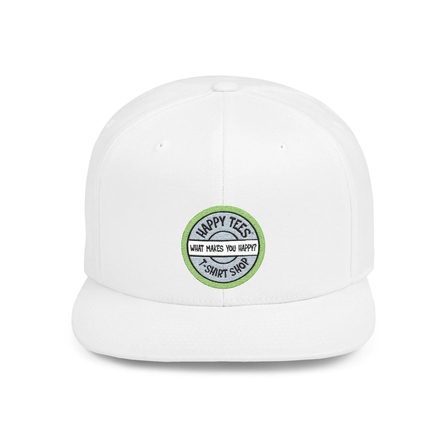 Happy Tees® Flat Bill Cap (Circular Logo T-Shirt Shop, Embroidery) - HAPPY TEES® BRAND