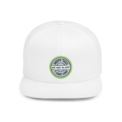 Happy Tees® Flat Bill Cap (Circular Logo T-Shirt Shop, Embroidery) - HAPPY TEES® BRAND