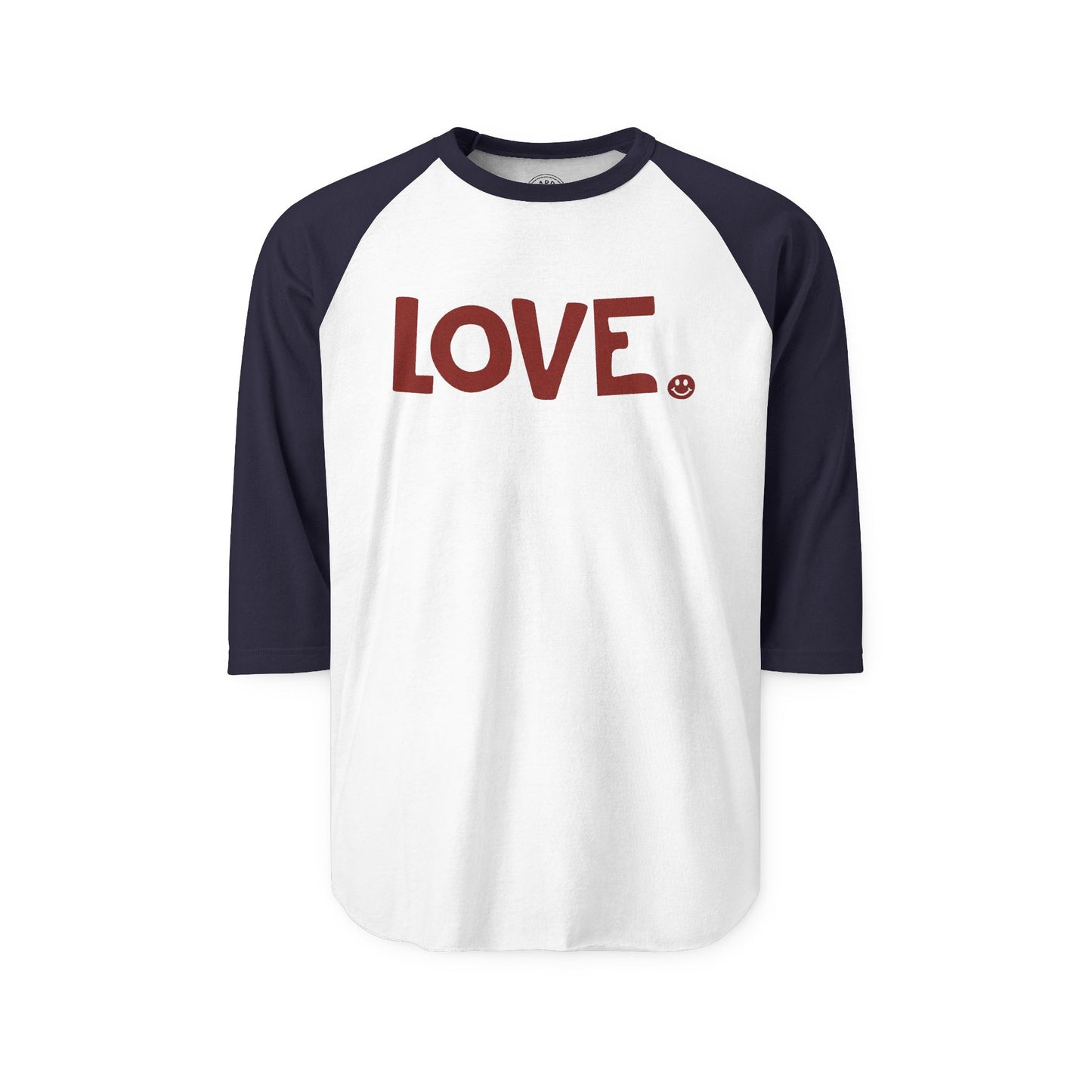 LOVE Happy Tee (Long Sleeve Raglan with red graphic)
