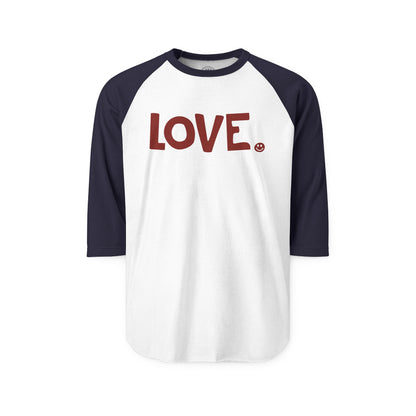 LOVE Happy Tee (Long Sleeve Raglan with red graphic)