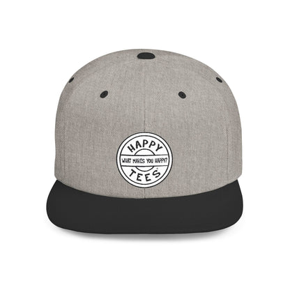 Happy Tees® Flat Bill Cap (Embroidery)  Hats One size / Heather Grey/Black HAPPY TEES® BRAND