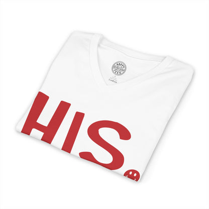 HIS Happy Tee (V-Neck White Tee with red graphic)