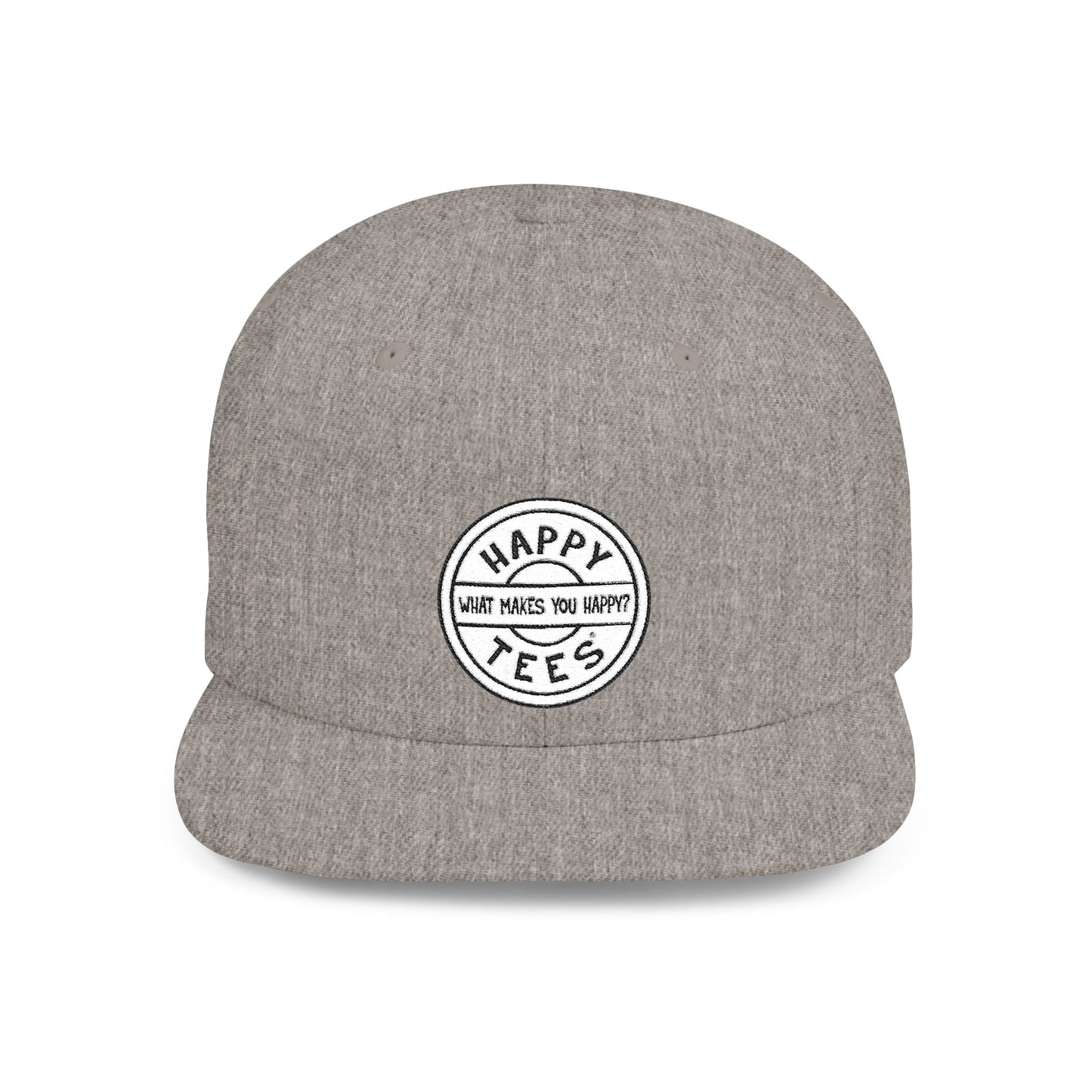 Happy Tees® Flat Bill Cap (Embroidery)  Hats One size / Heather Grey HAPPY TEES® BRAND