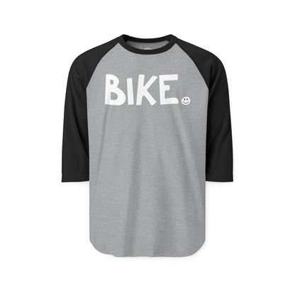 BIKE Happy Tee (Long Sleeve Raglan)  Long-sleeve 2XL / Heather Grey/Black HAPPY TEES® BRAND