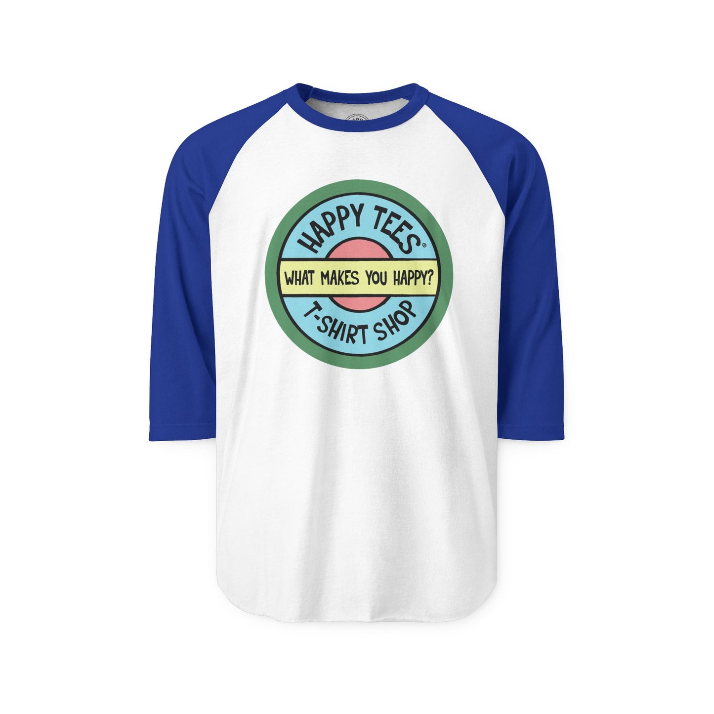 Happy Tees® T-Shirt (Long Sleeve Raglan with circular front logo)