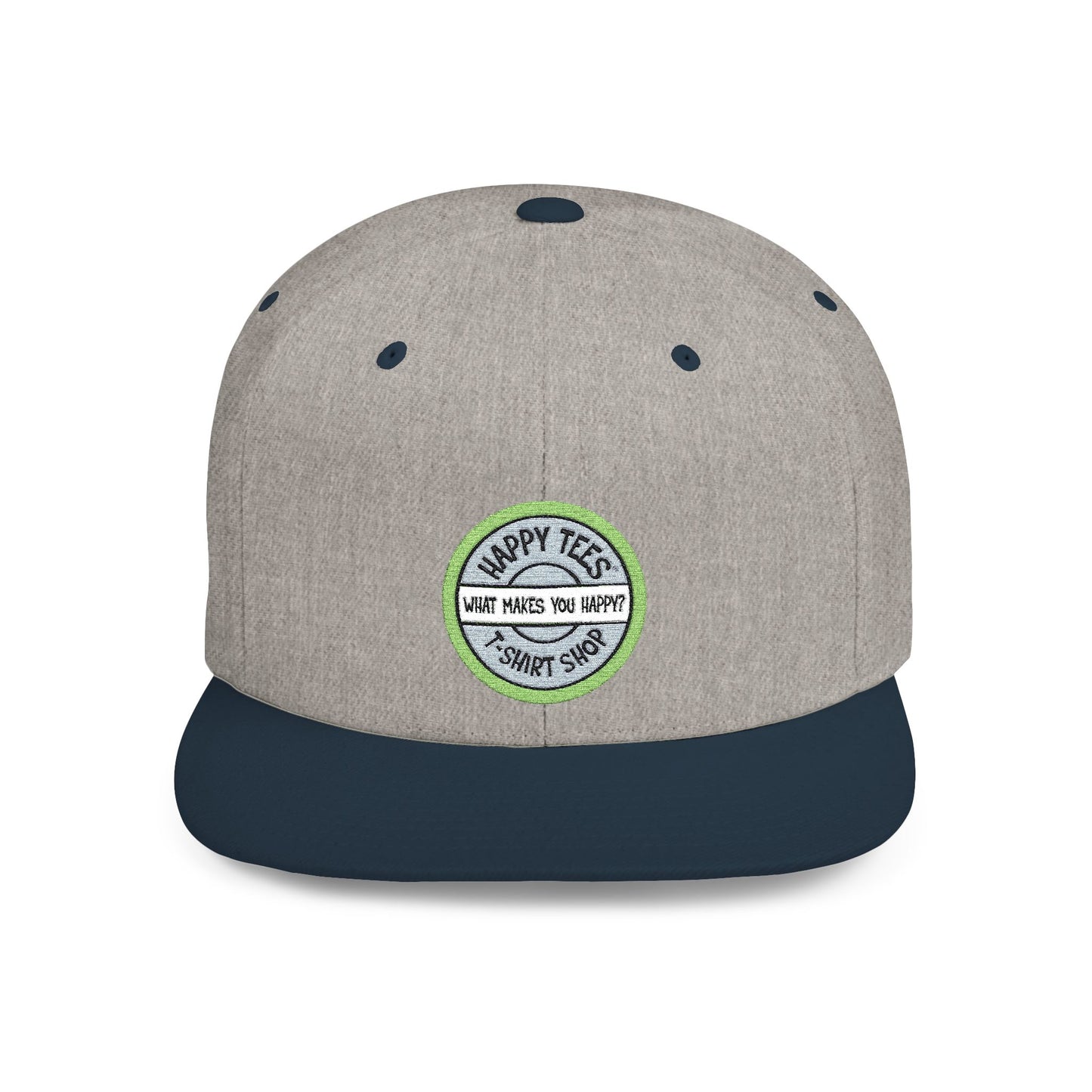 Happy Tees® Flat Bill Cap (Circular Logo T-Shirt Shop, Embroidery) - HAPPY TEES® BRAND