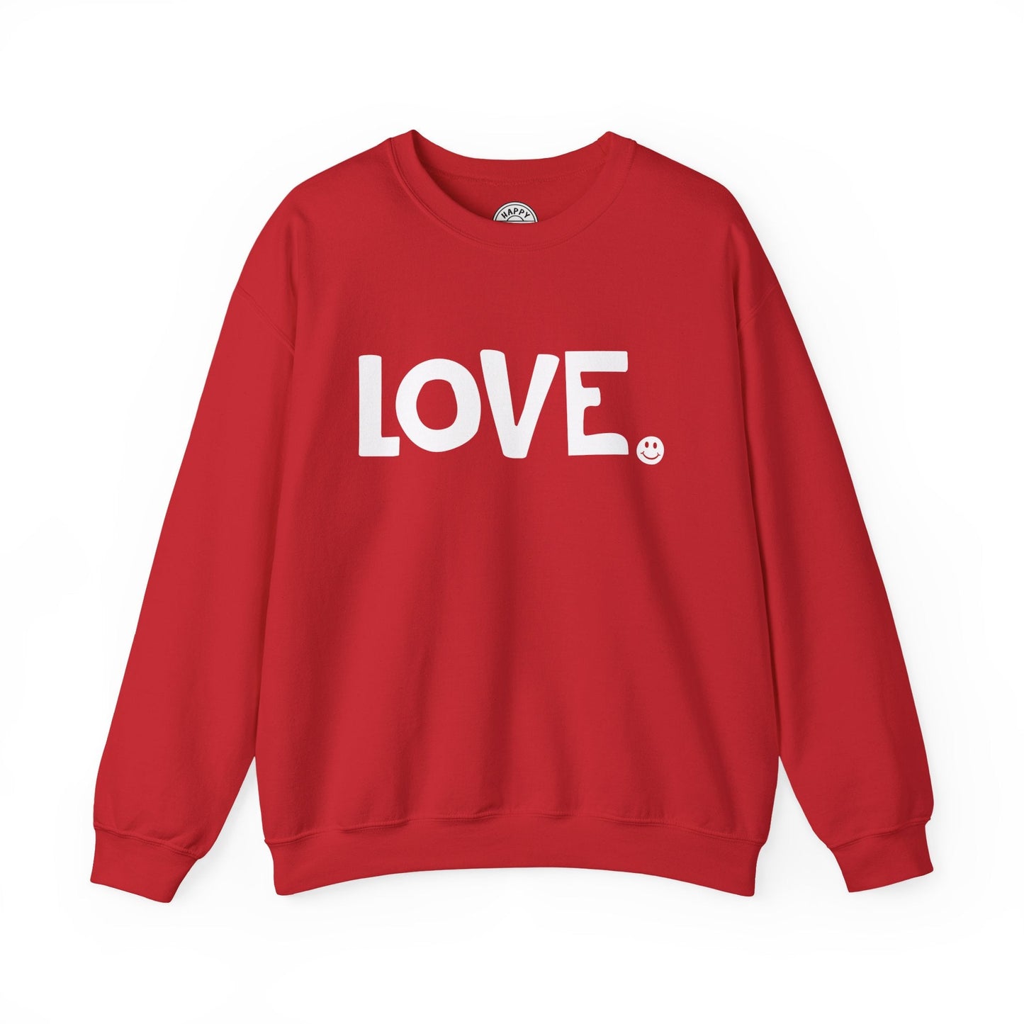 LOVE Happy Tee (Red Sweatshirt with white graphic)  Sweatshirt Red / 2XL HAPPY TEES® BRAND
