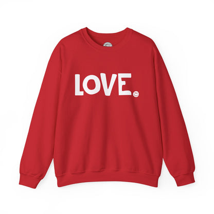 LOVE Happy Tee (Red Sweatshirt with white graphic)  Sweatshirt Red / 2XL HAPPY TEES® BRAND