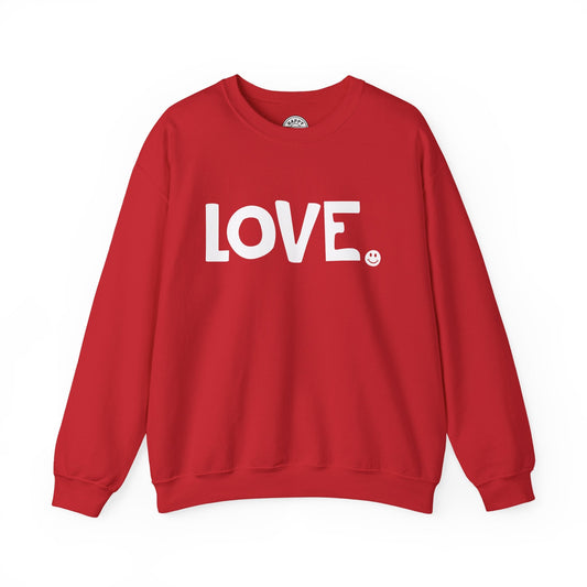 LOVE Happy Tee (Red Sweatshirt with white graphic)  Sweatshirt Red / 2XL HAPPY TEES® BRAND