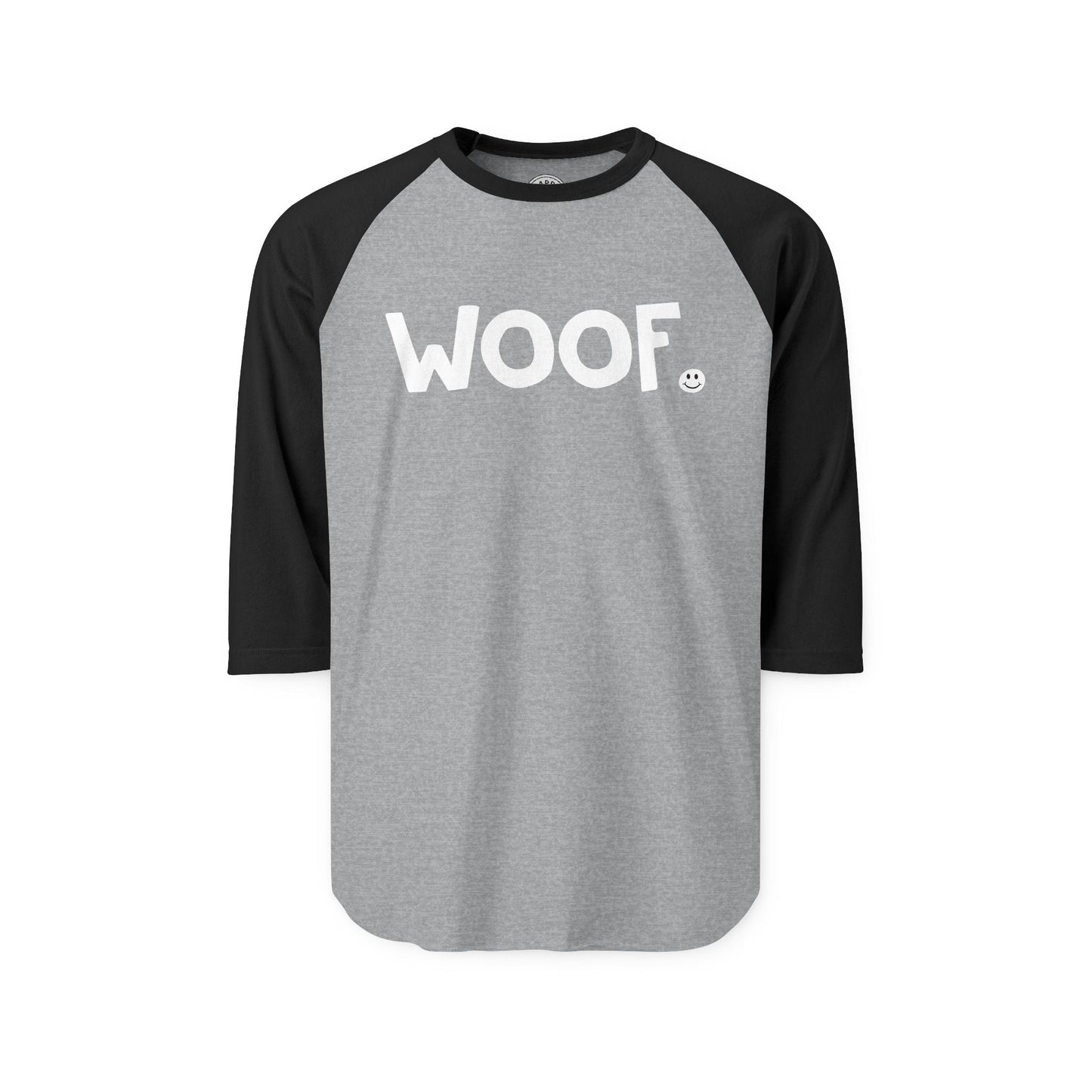 WOOF Happy Tee (Long Sleeve Raglan)  Long-sleeve 2XL / Heather Grey/Black HAPPY TEES® BRAND