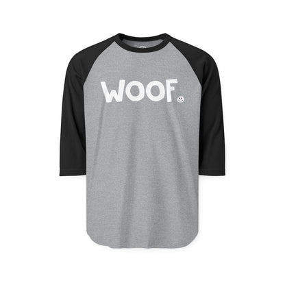 WOOF Happy Tee (Long Sleeve Raglan)  Long-sleeve 2XL / Heather Grey/Black HAPPY TEES® BRAND
