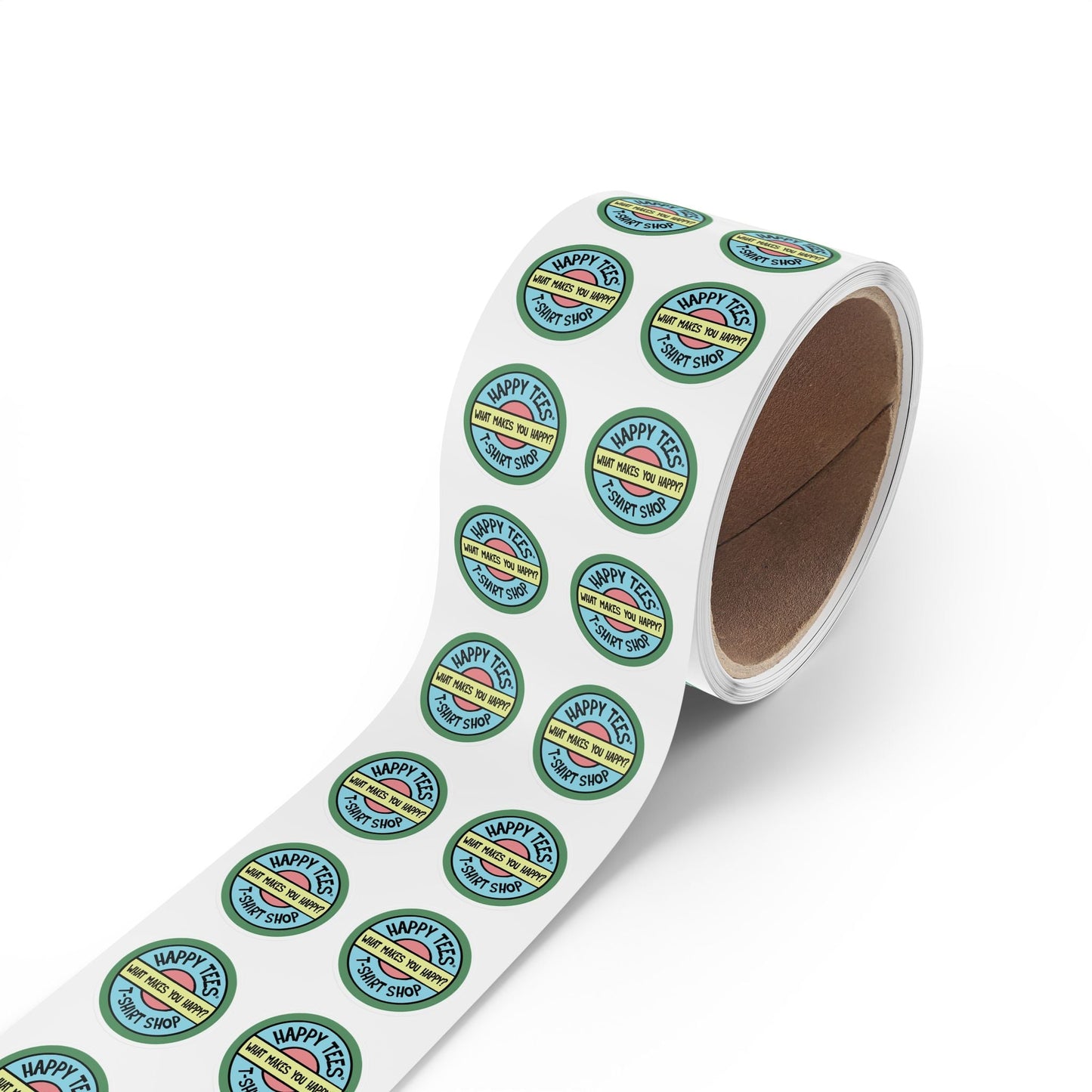 Happy Tees® Round Stickers (color, rolls of 50, 100, 250) Printify