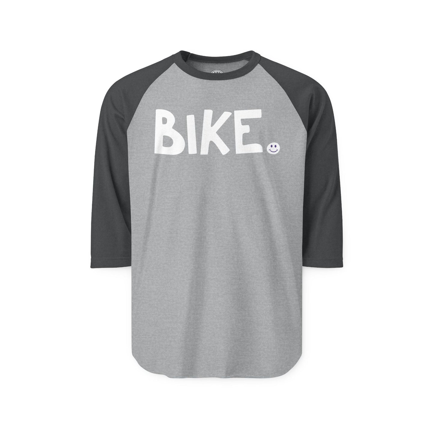 BIKE Happy Tee (Long Sleeve Raglan)  Long-sleeve 2XL / Heather Grey/Heather Charcoal HAPPY TEES® BRAND