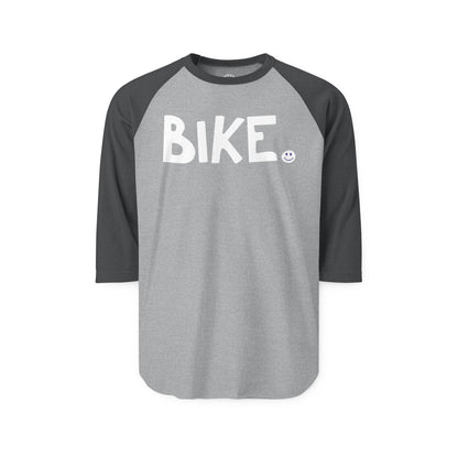 BIKE Happy Tee (Long Sleeve Raglan)  Long-sleeve 2XL / Heather Grey/Heather Charcoal HAPPY TEES® BRAND