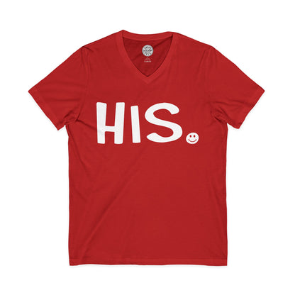 HIS Happy Tee (V-Neck Red Tee with white graphic)
