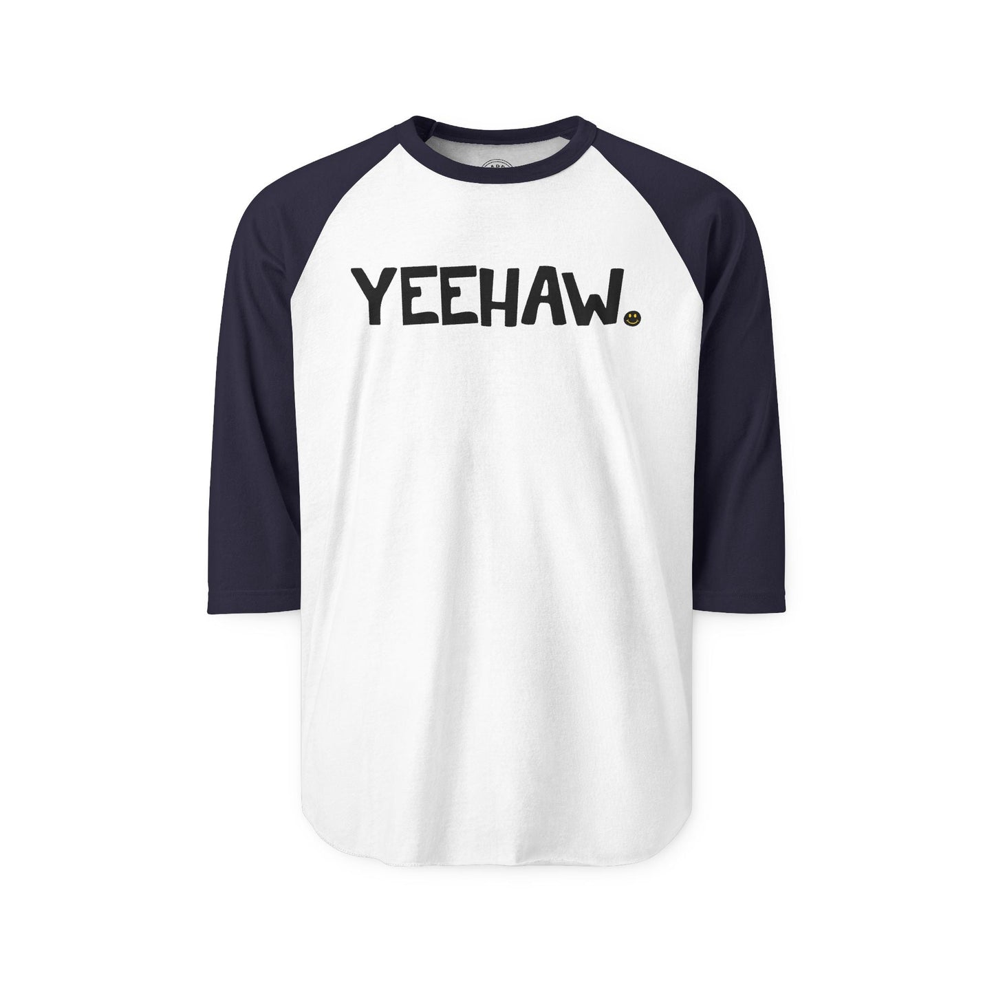 YEEHAW Happy Tee (Long Sleeve Raglan)  Long-sleeve 2XL / White/Navy HAPPY TEES® BRAND