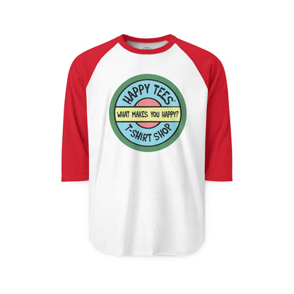 Happy Tees® T-Shirt (Long Sleeve Raglan with circular front logo)