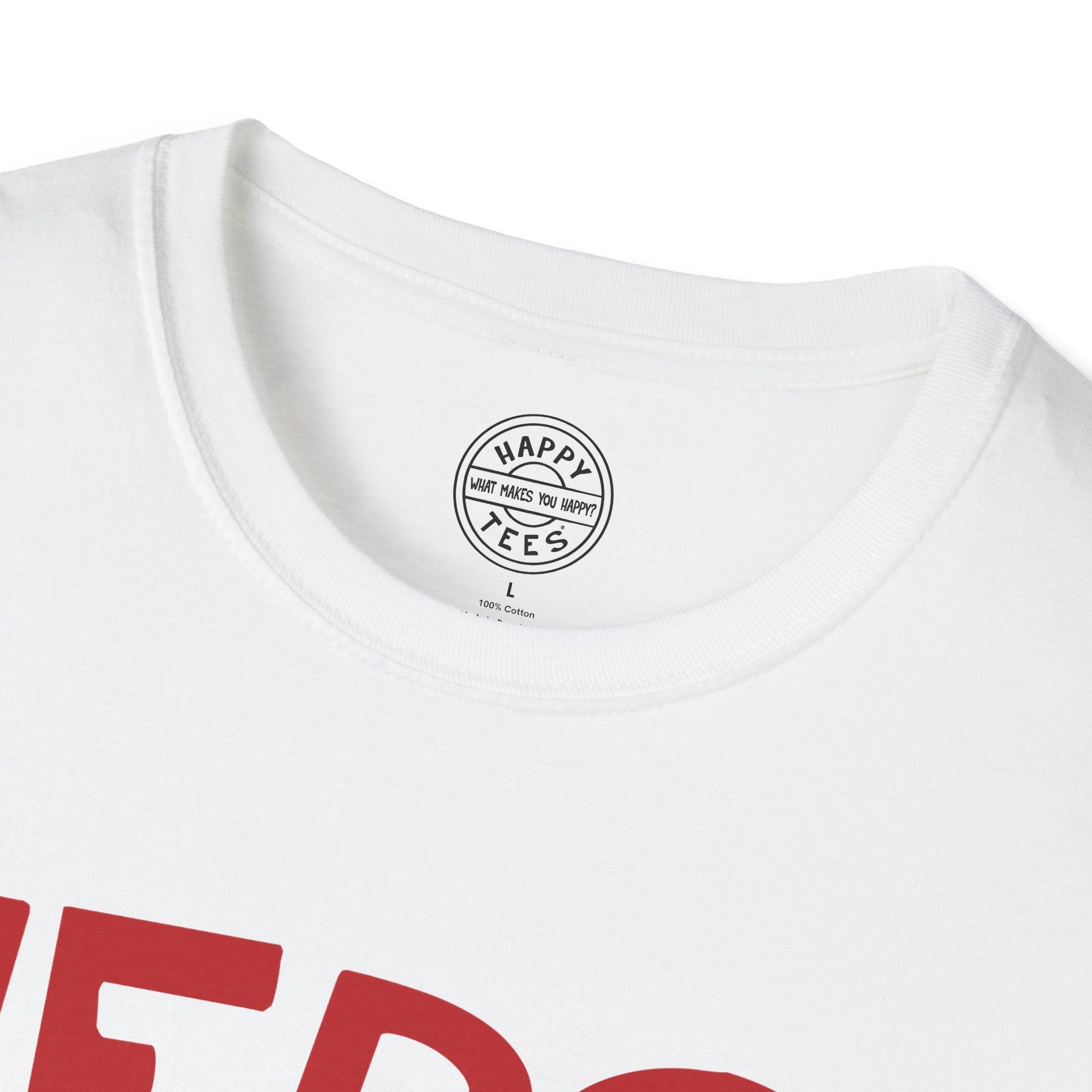 HERS Happy Tee (White tee with red graphic) Printify