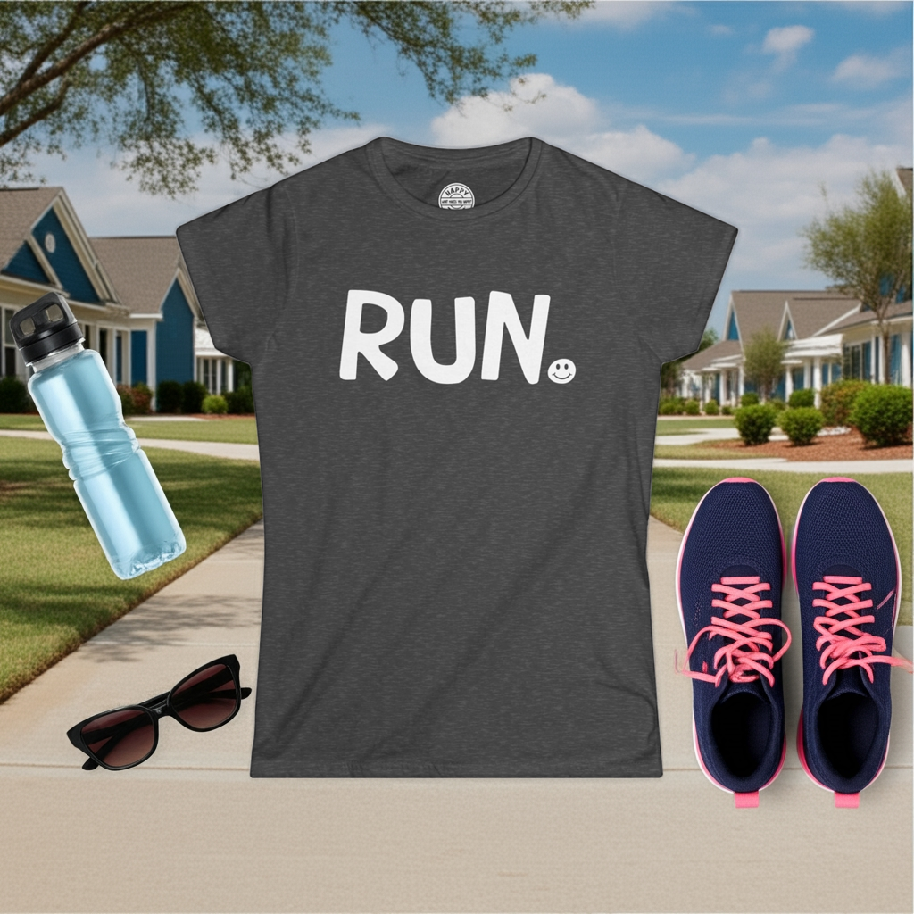RUN Happy Tee (Women's Tee)  T-Shirt  HAPPY TEES® BRAND