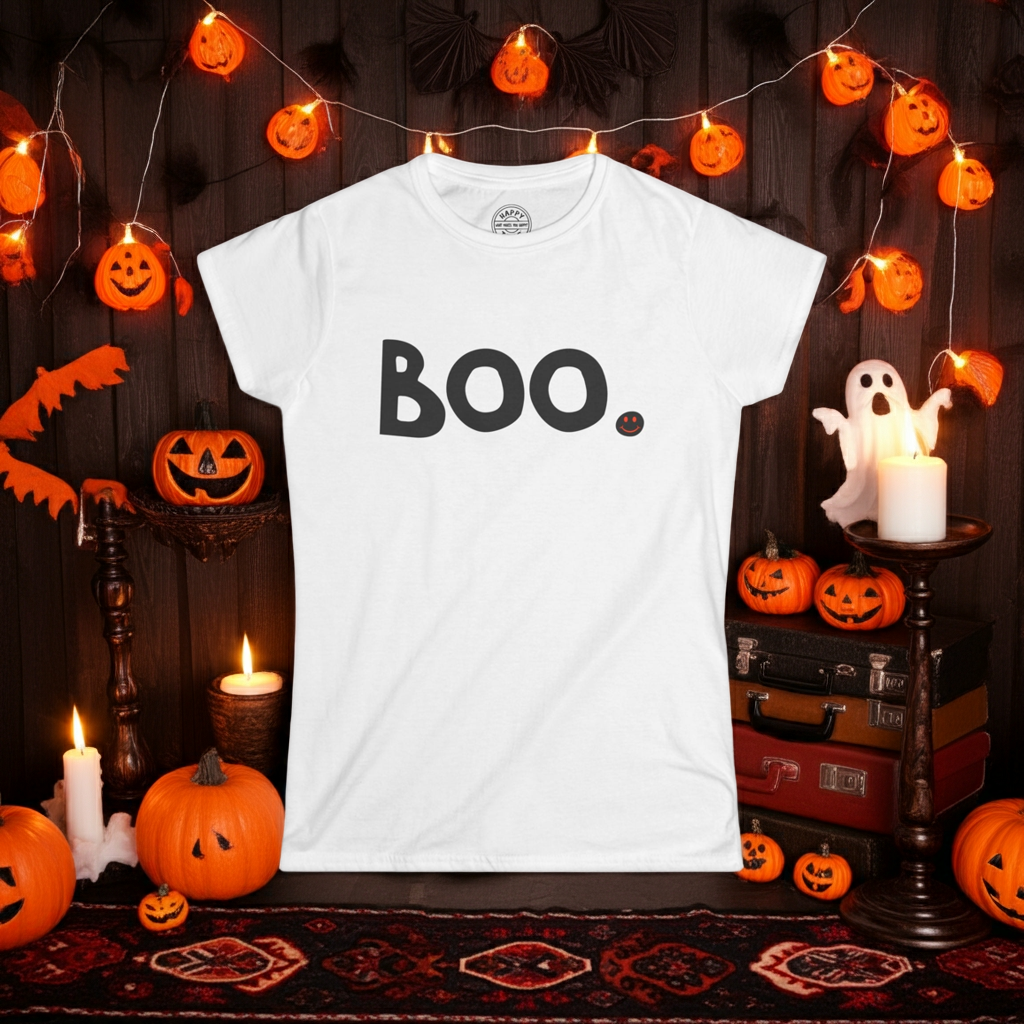 BOO Happy Tee (Woman's Tee)  T-Shirt  HAPPY TEES® BRAND