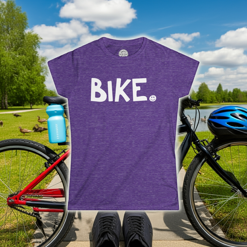 BIKE Happy Tee (Women's Tee)  T-Shirt  HAPPY TEES® BRAND