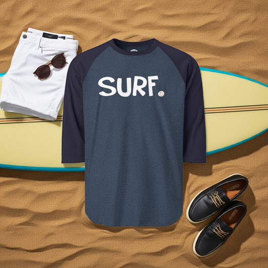 SURF Happy Tee (Long Sleeve Raglan)  Long-sleeve  HAPPY TEES® BRAND